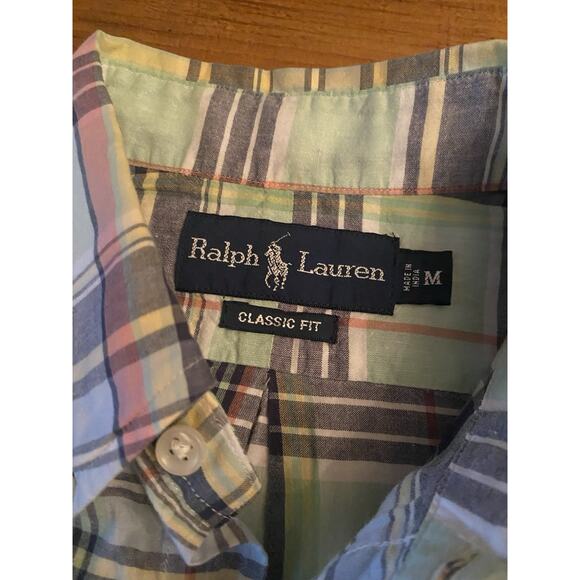 Ralph Lauren Classic Fit Mens Medium Button Up Short Sleeve Shirt Multicolored - Picture 2 of 9